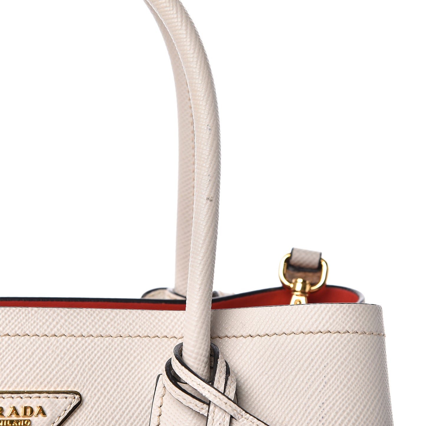 Saffiano Cuir Small Double Bag Talco Fuoco