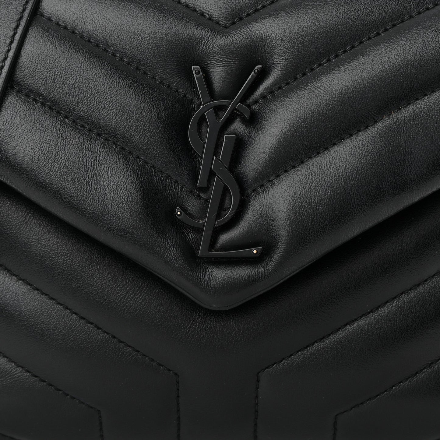Calfskin Y Quilted Monogram Small Loulou Chain Satchel Black