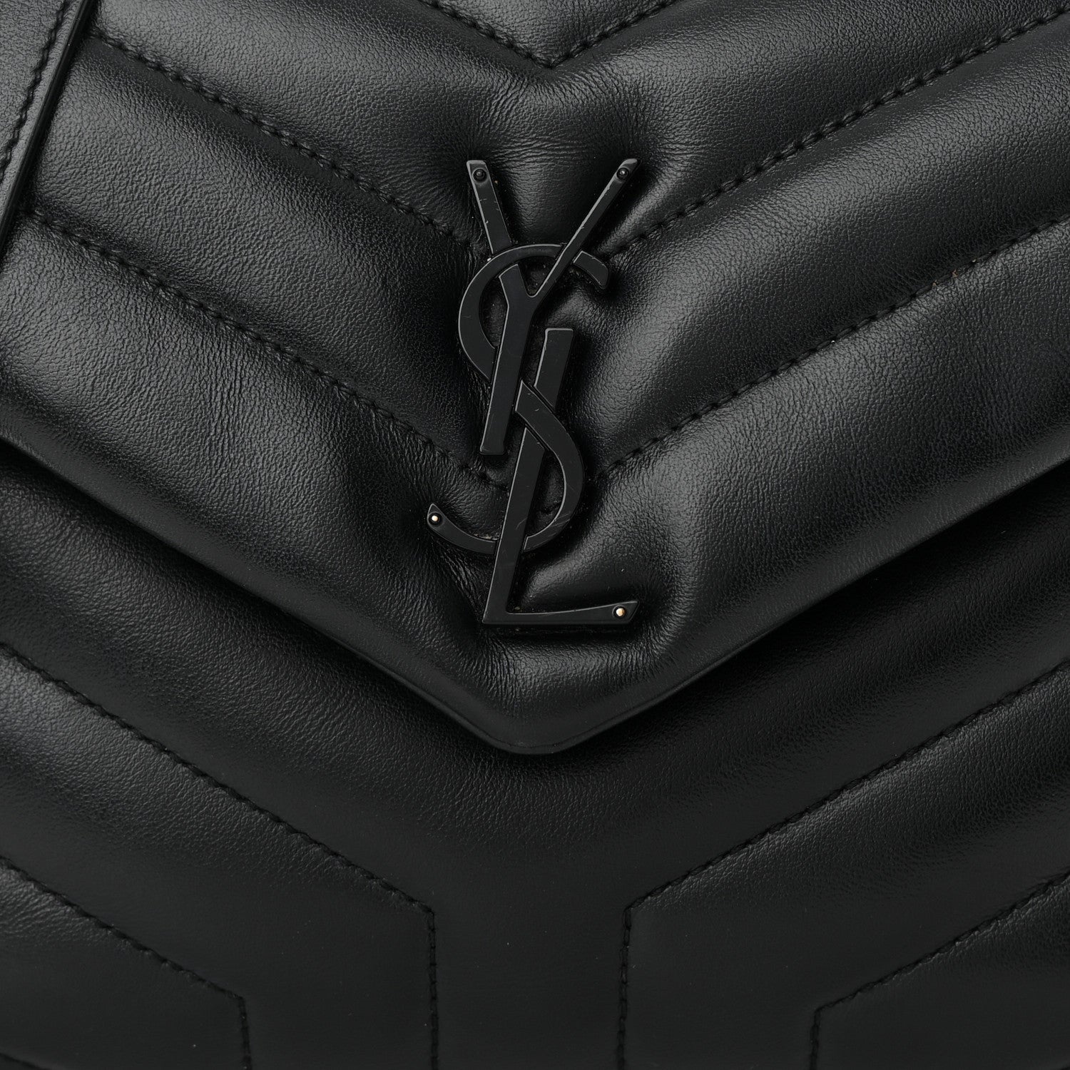 Saint Laurent Calfskin Y Quilted Monogram Small Loulou Chain Satchel Black 8 of 14