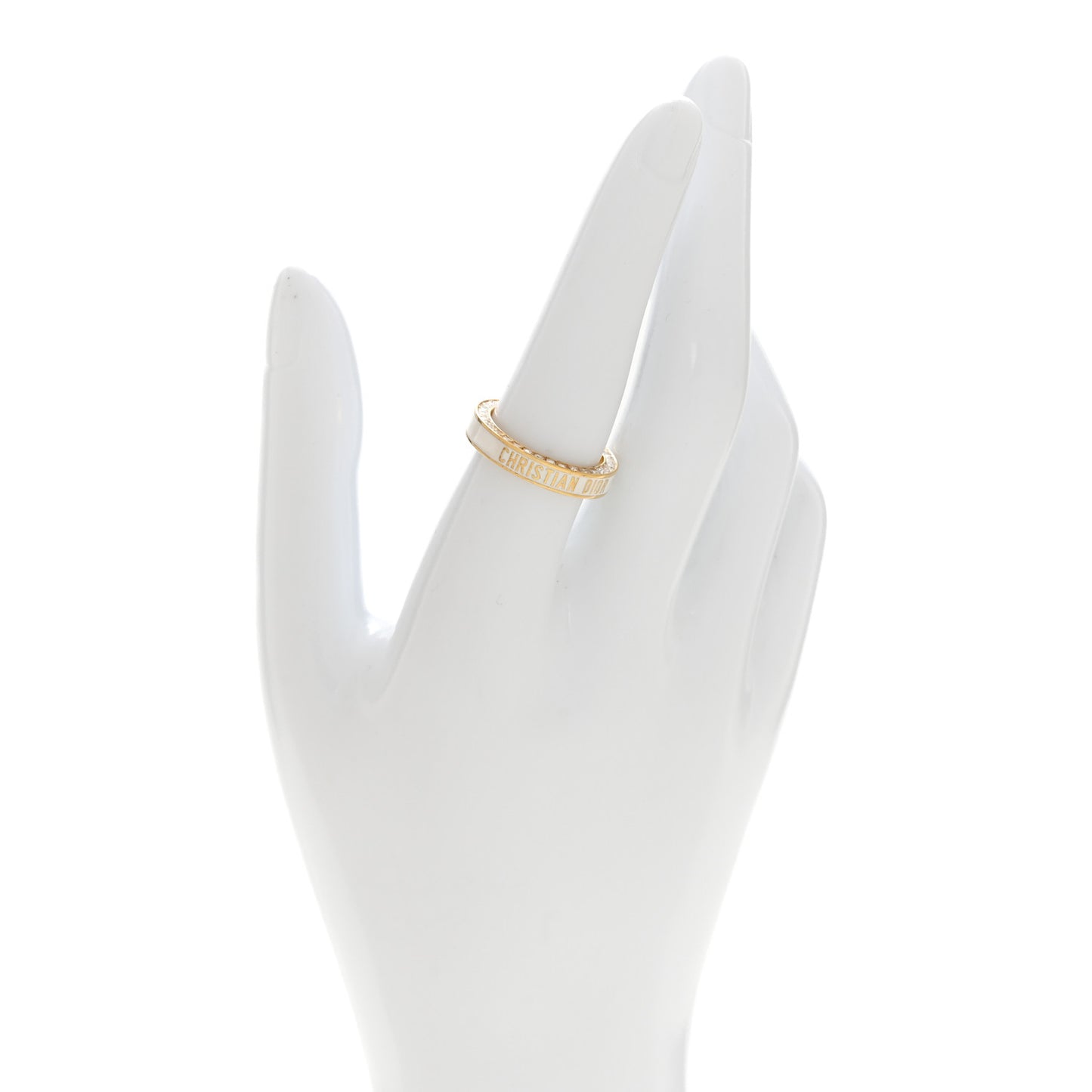 Metal Lacquer Crystal Night Code Ring L Gold White