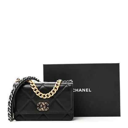 Chanel Lambskin Quilted Chanel 19 Wallet On Chain WOC Black 12 of 12