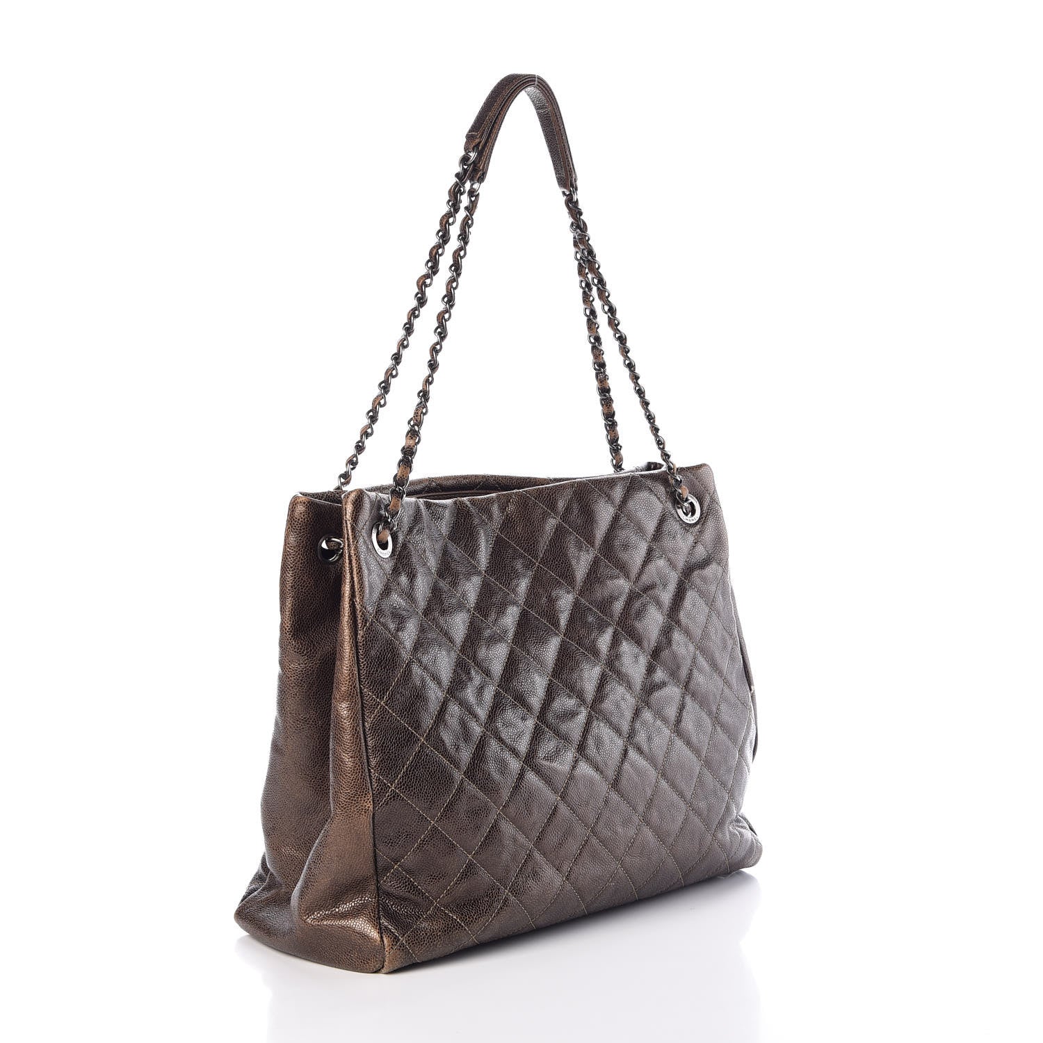 Chanel Iridescent Caviar Quilted Tall Chic Shopping Tote Dark Gold 3 of 12