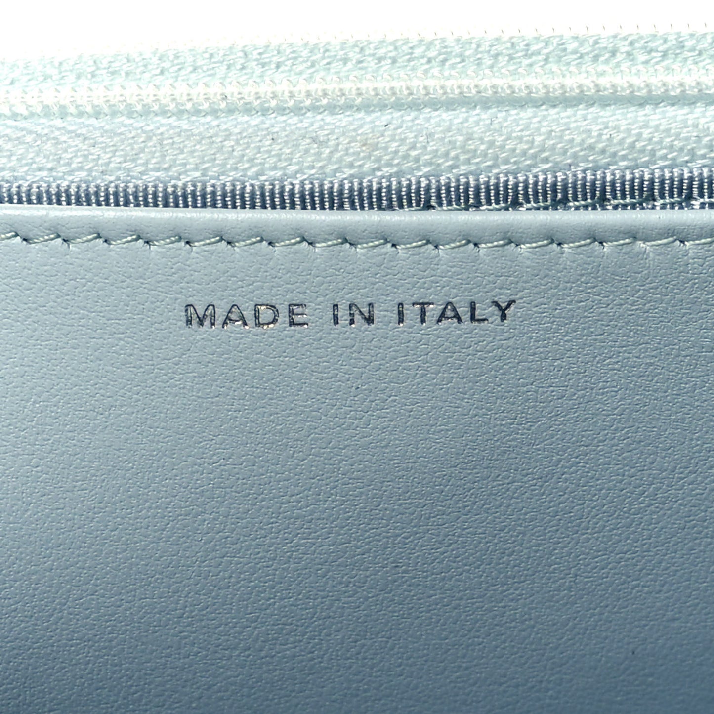 Caviar Quilted Wallet On Chain WOC Light Blue