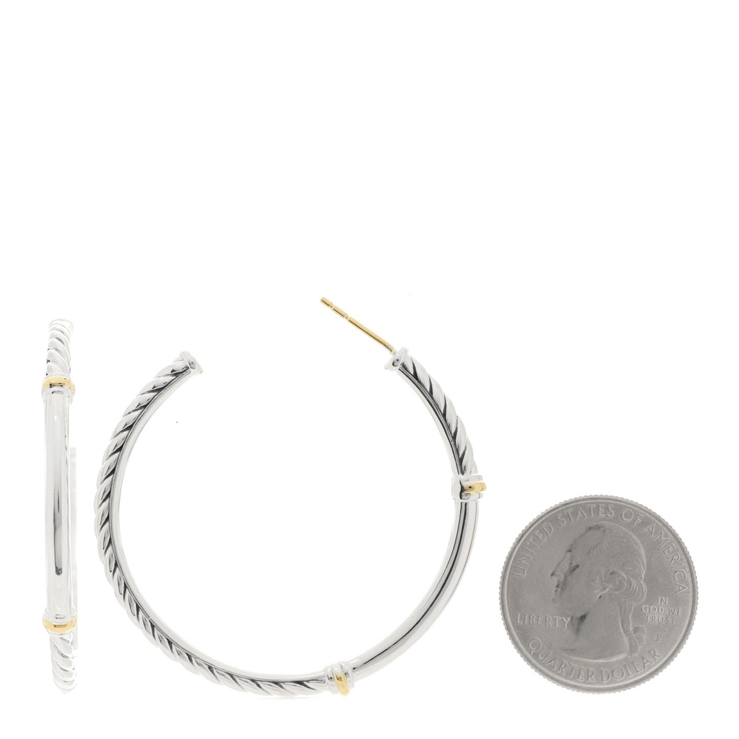 Sterling Silver 18K Yellow Gold Metro Hoop Earrings