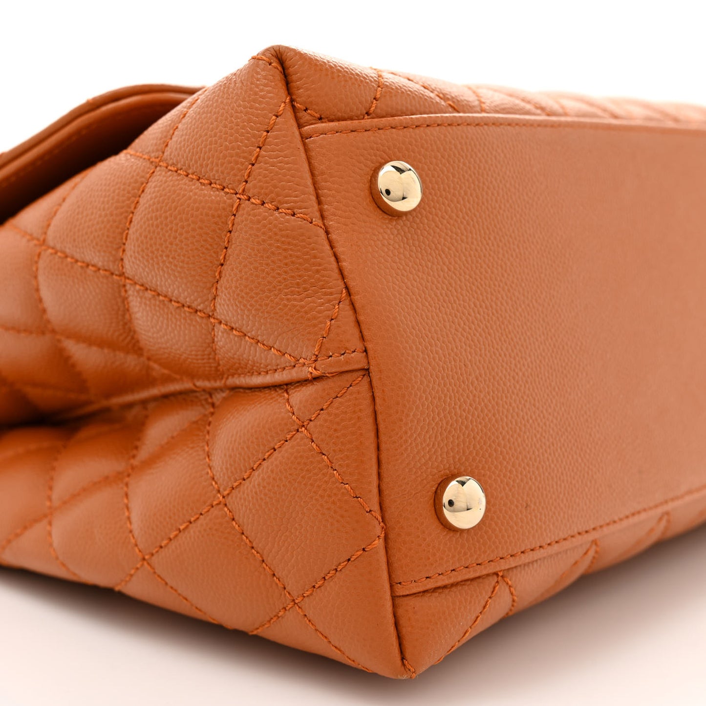Caviar Quilted Small Coco Handle Flap Brown