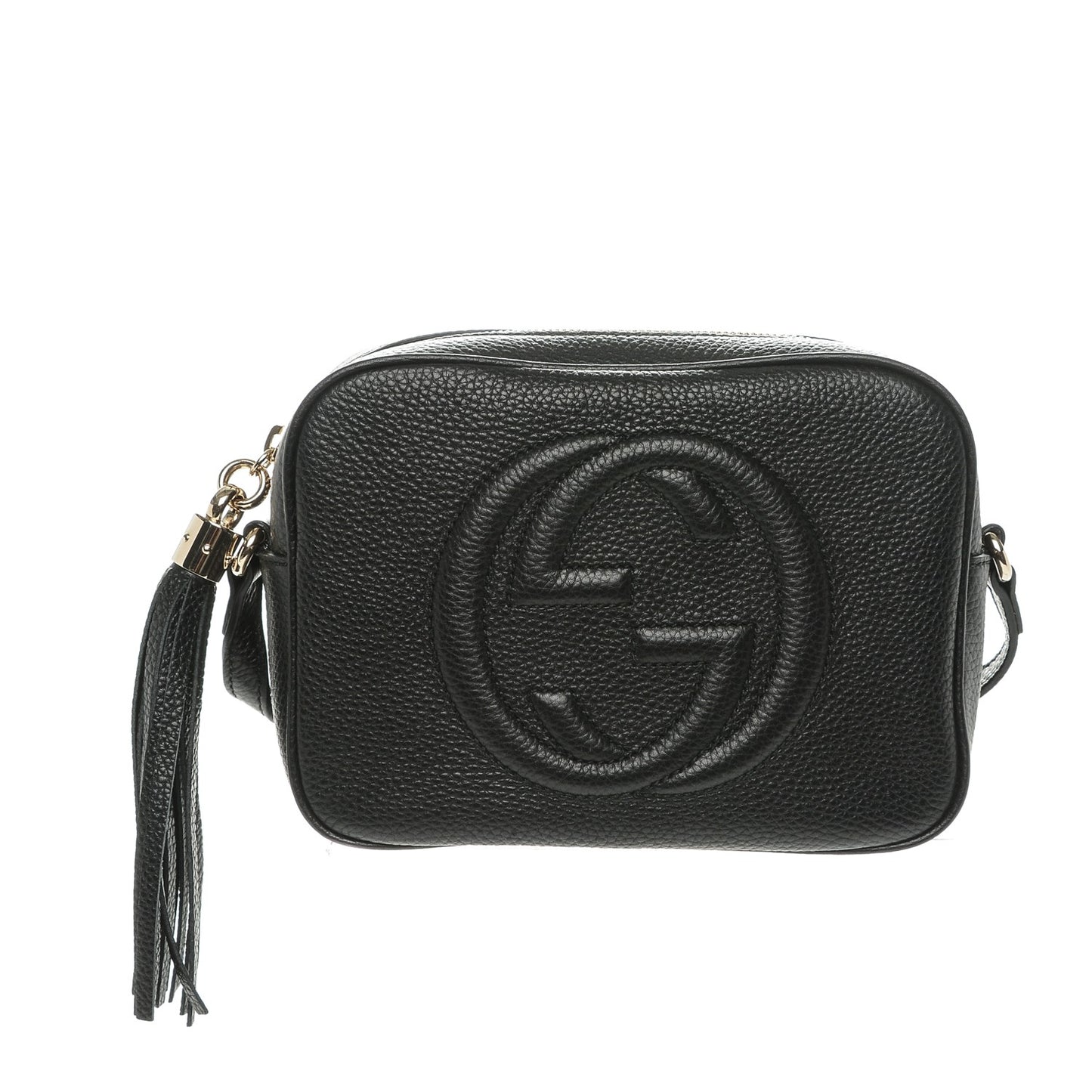 Pebbled Calfskin Small Soho Disco Bag Black