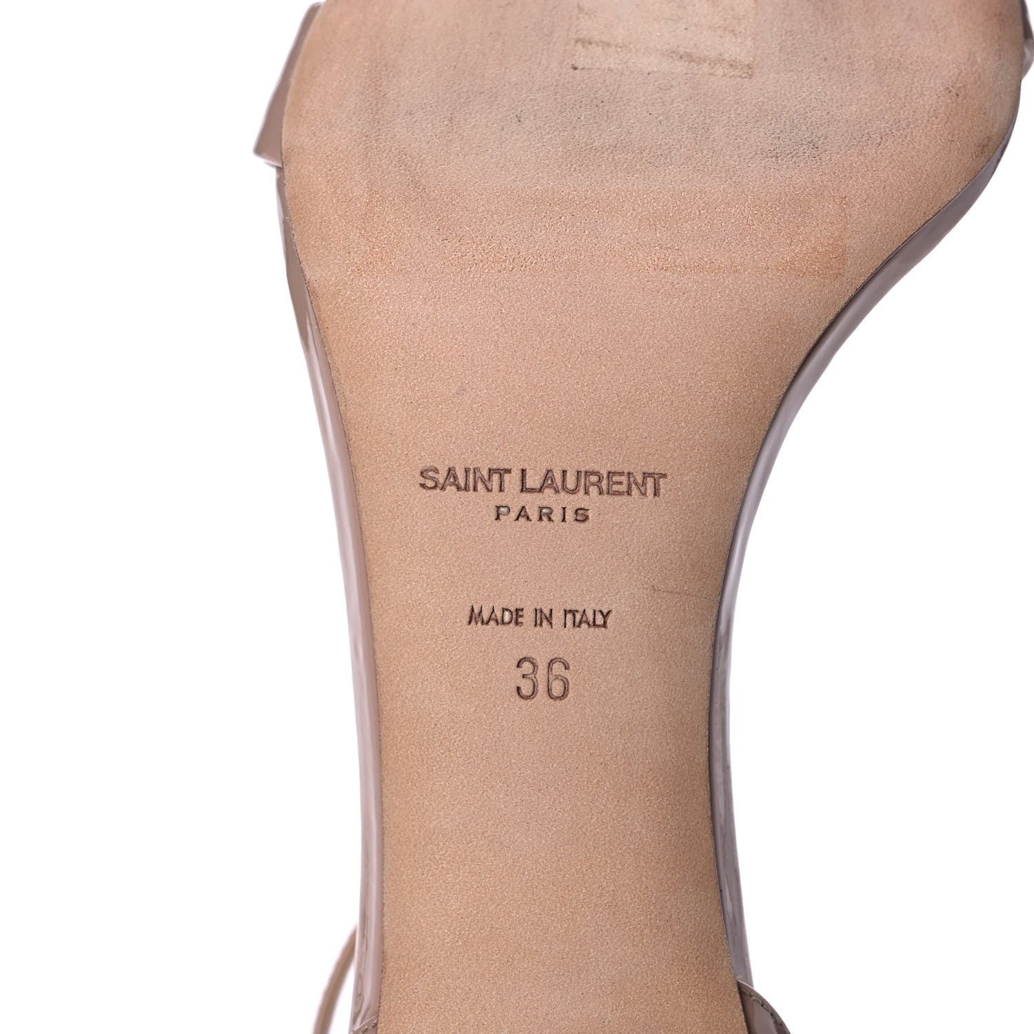 Saint Laurent Patent Calfskin Amber 105 Ankle Strap Sandals 36 Beige 6 of 10
