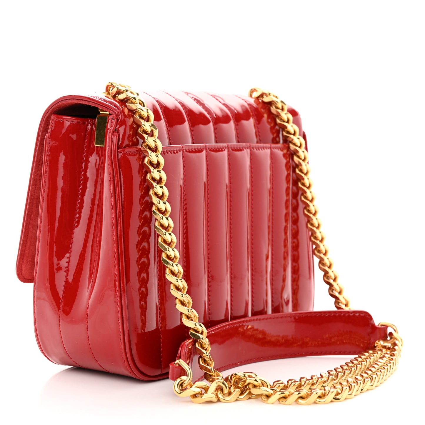 Patent Calfskin Matelasse Medium Vicky Chain Bag Rouge Eros
