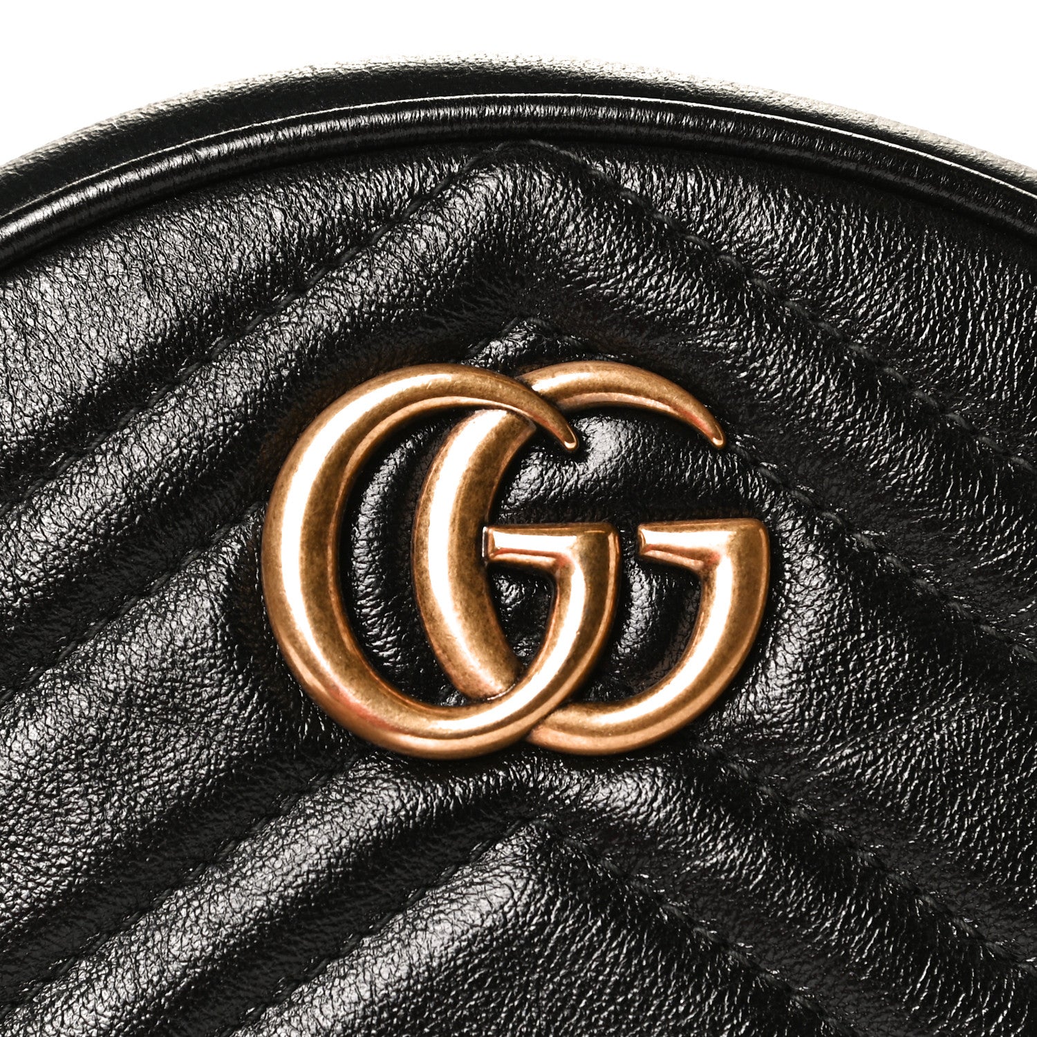 Gucci Azalea Calfskin Matelasse Heart Mini GG Marmont Round Shoulder Bag Black 8 of 10