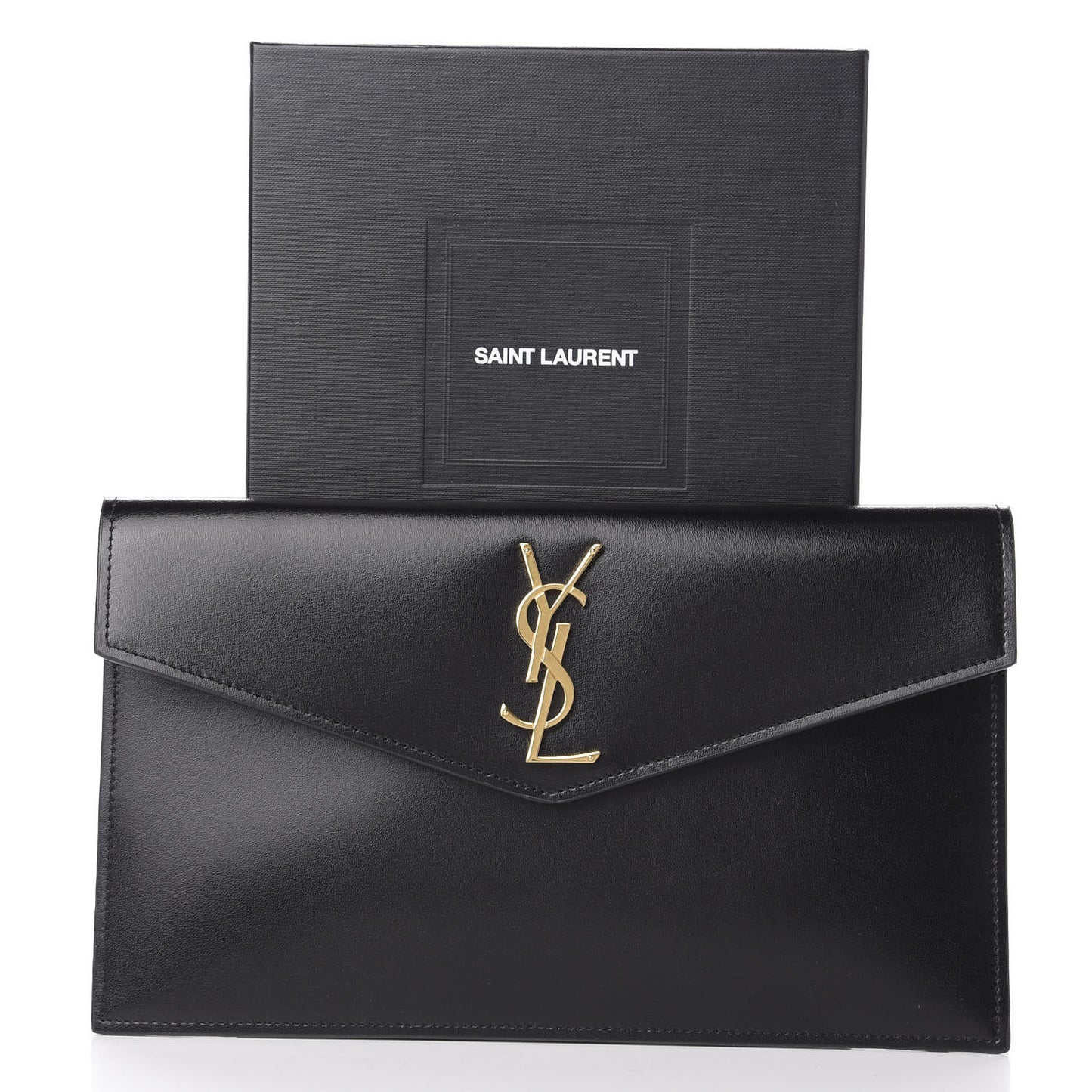 Smooth Shiny Calfskin Monogram Uptown Pouch Black
