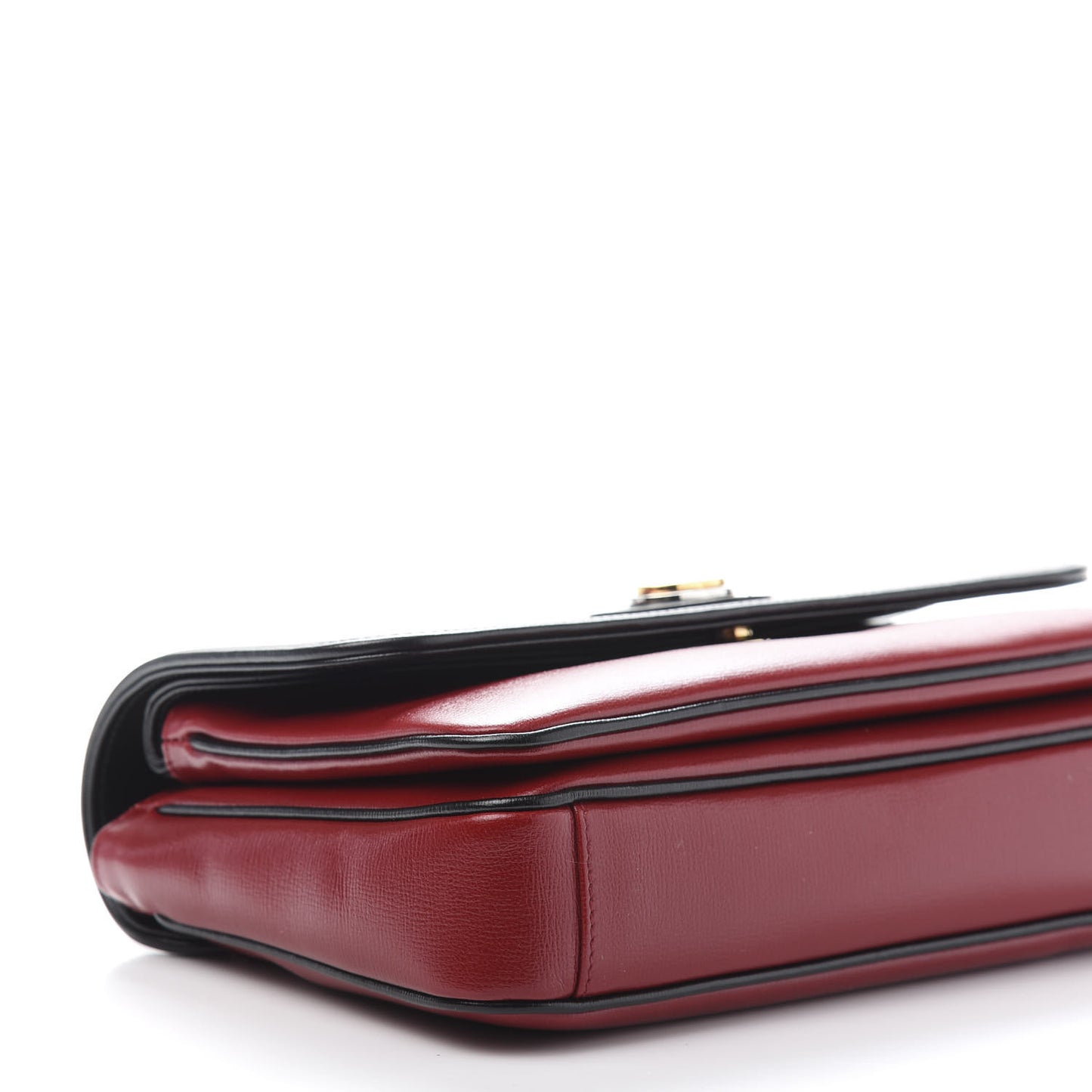 Azalea Calfskin Bi-Color Small Marina Chain Shoulder Bag New Cherry Red Black