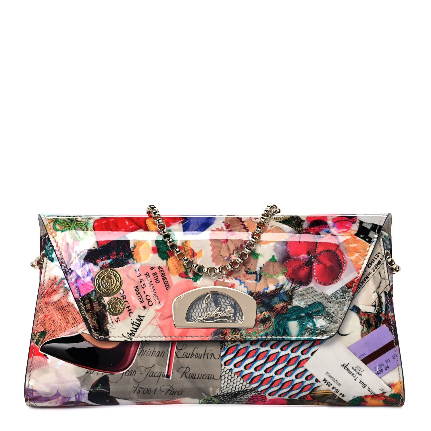 Christian Louboutin Patent Trash Printed Vero Dodat Clutch Multicolor 1 of 8