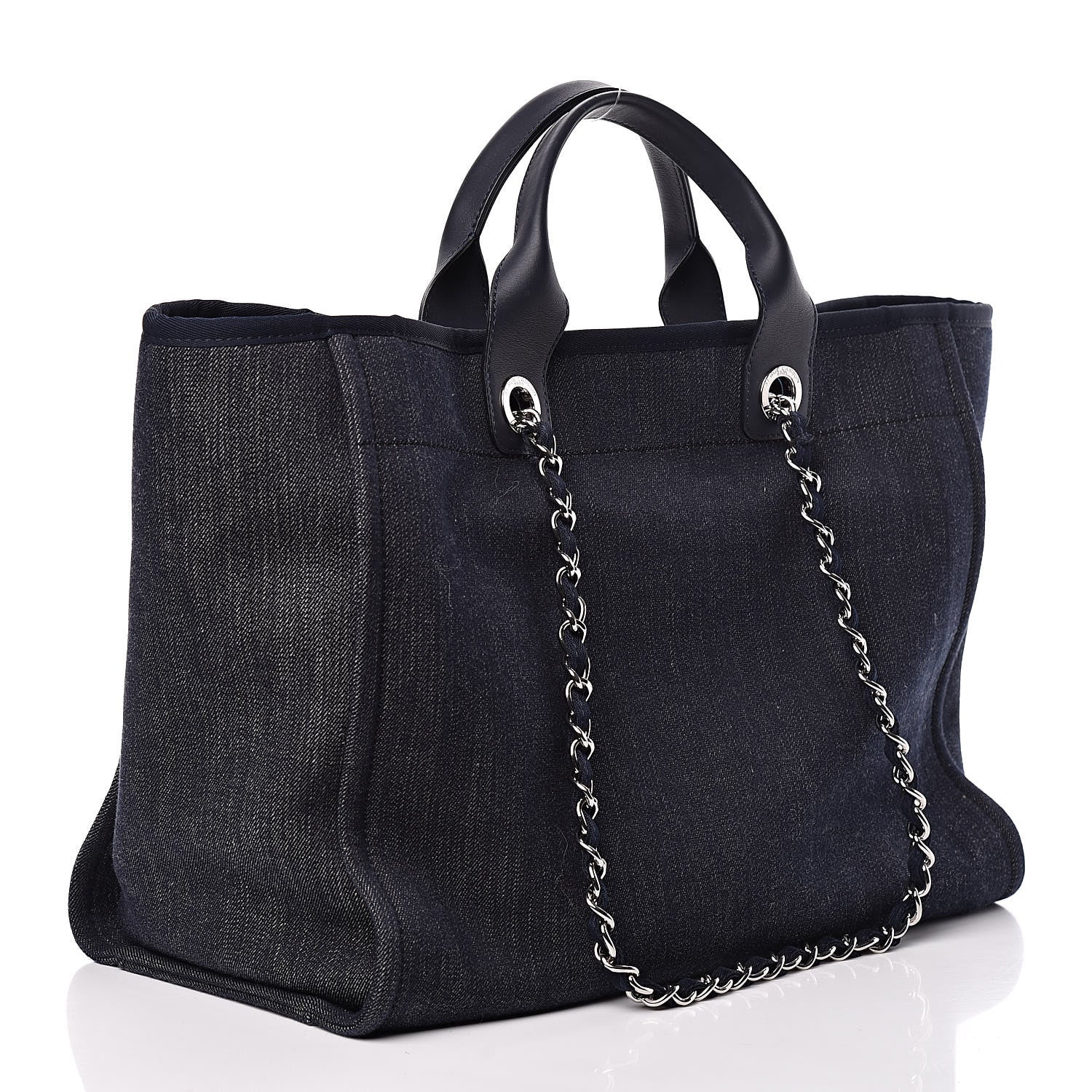 Chanel Denim Large Deauville Tote Dark Blue 3 of 12
