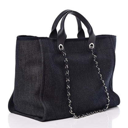 Chanel Denim Large Deauville Tote Dark Blue 3 of 12