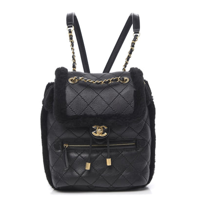 Chanel Lambskin Shearling Quilted CC Backpack Black 1 of 9