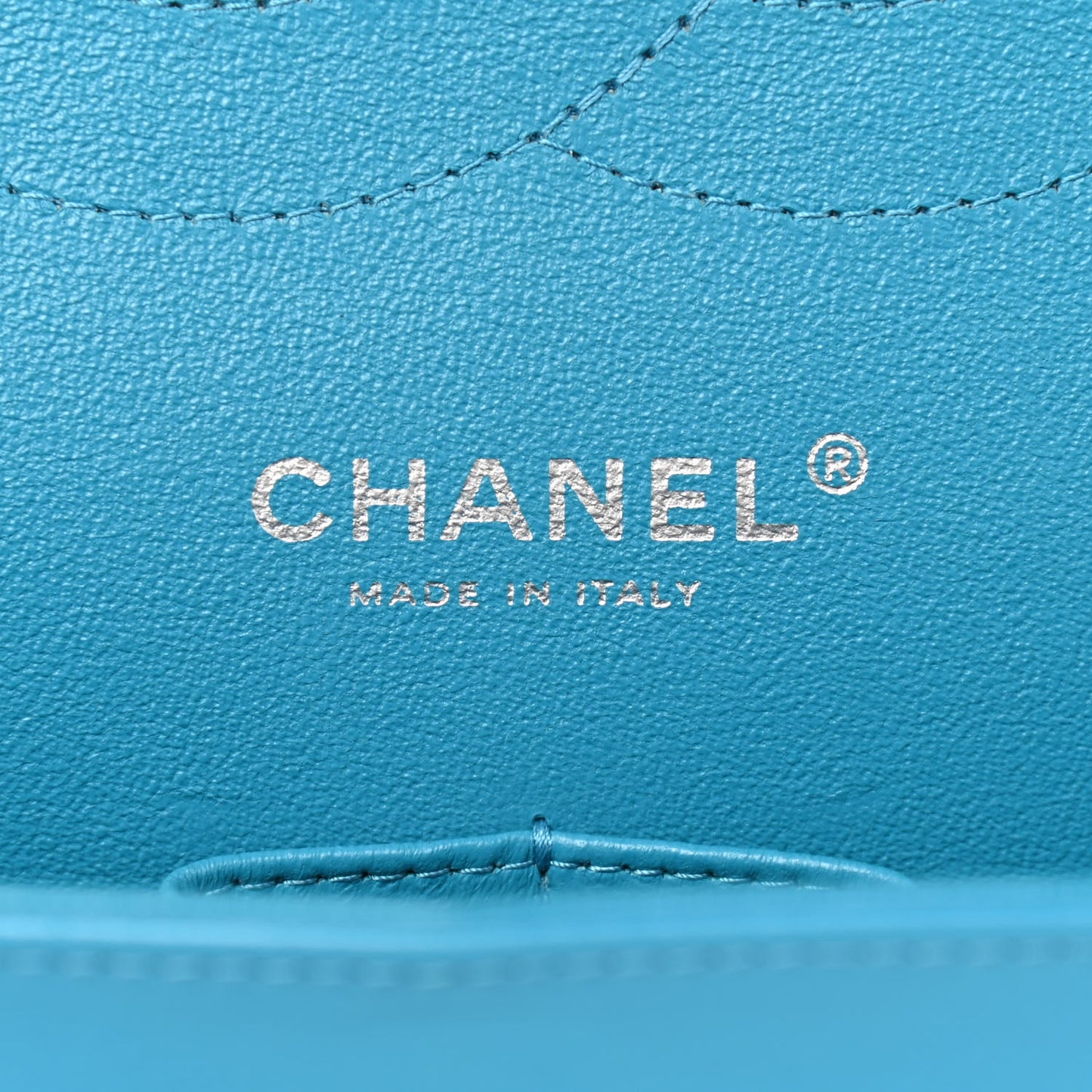 Patent Quilted Jumbo Double Flap Blue