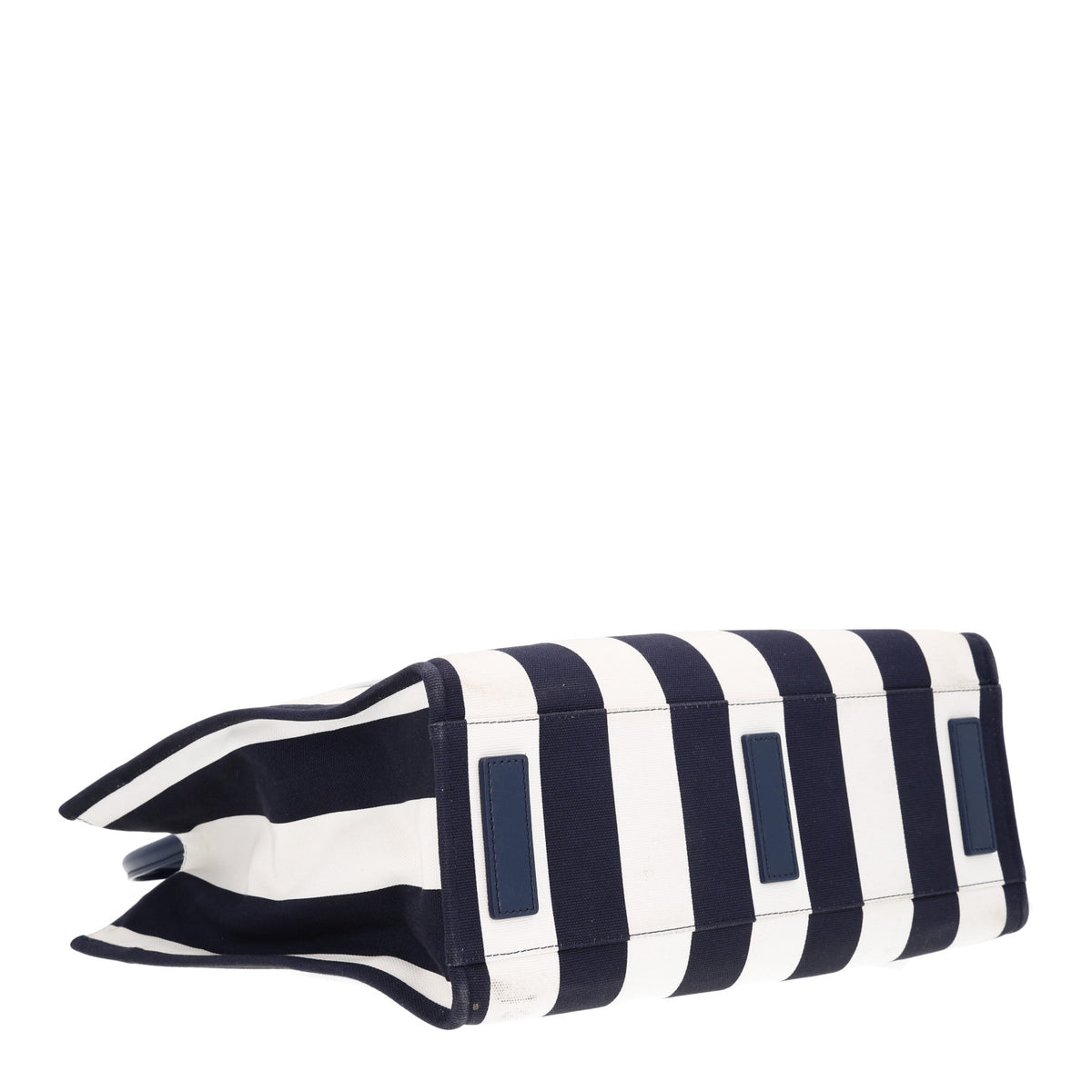 Canvas Striped La Medusa Tote Bag  Navy Blue White