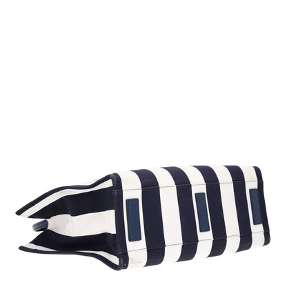 Versace Canvas Striped La Medusa Tote Bag  Navy Blue White 3 of 9