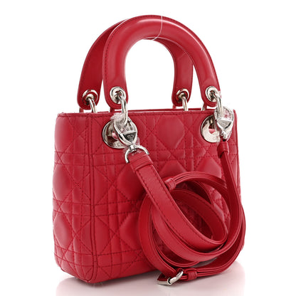 Christian Dior Lambskin Cannage Mini Lady Dior Red 3 of 14