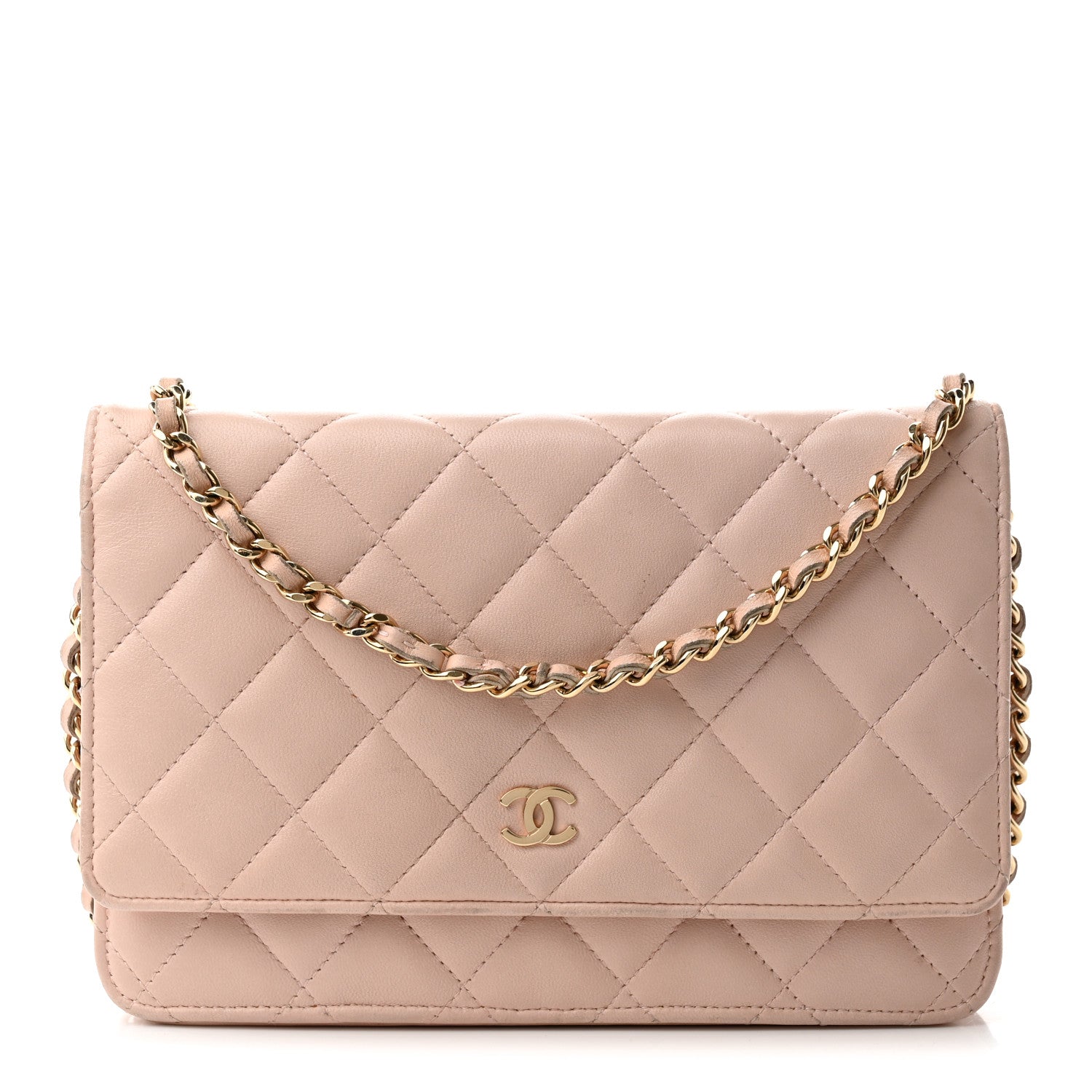 Chanel Lambskin Quilted Wallet On Chain WOC Light Pink 1 of 10
