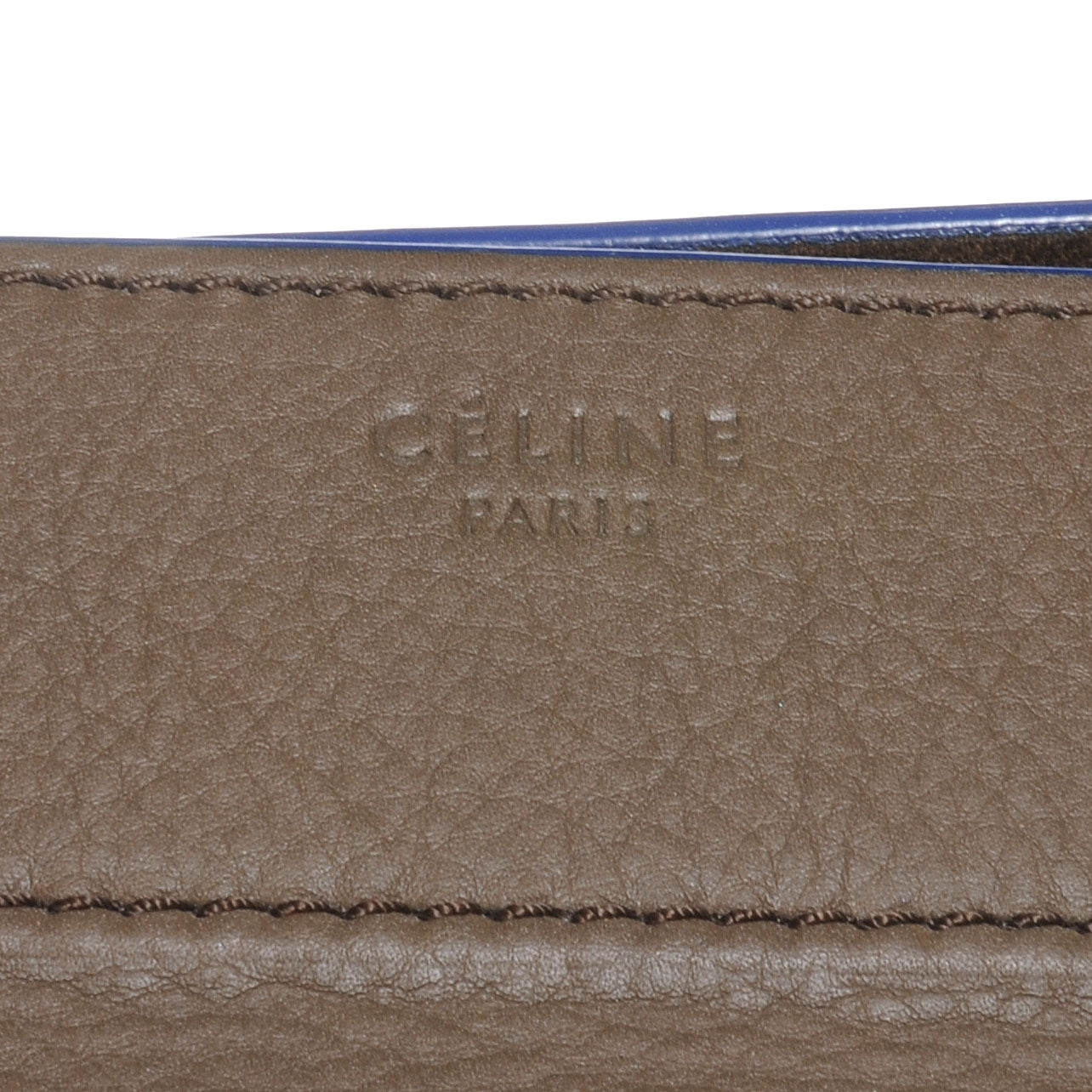 Smooth Calfskin Large Phantom Luggage Khaki Cobalt Trim