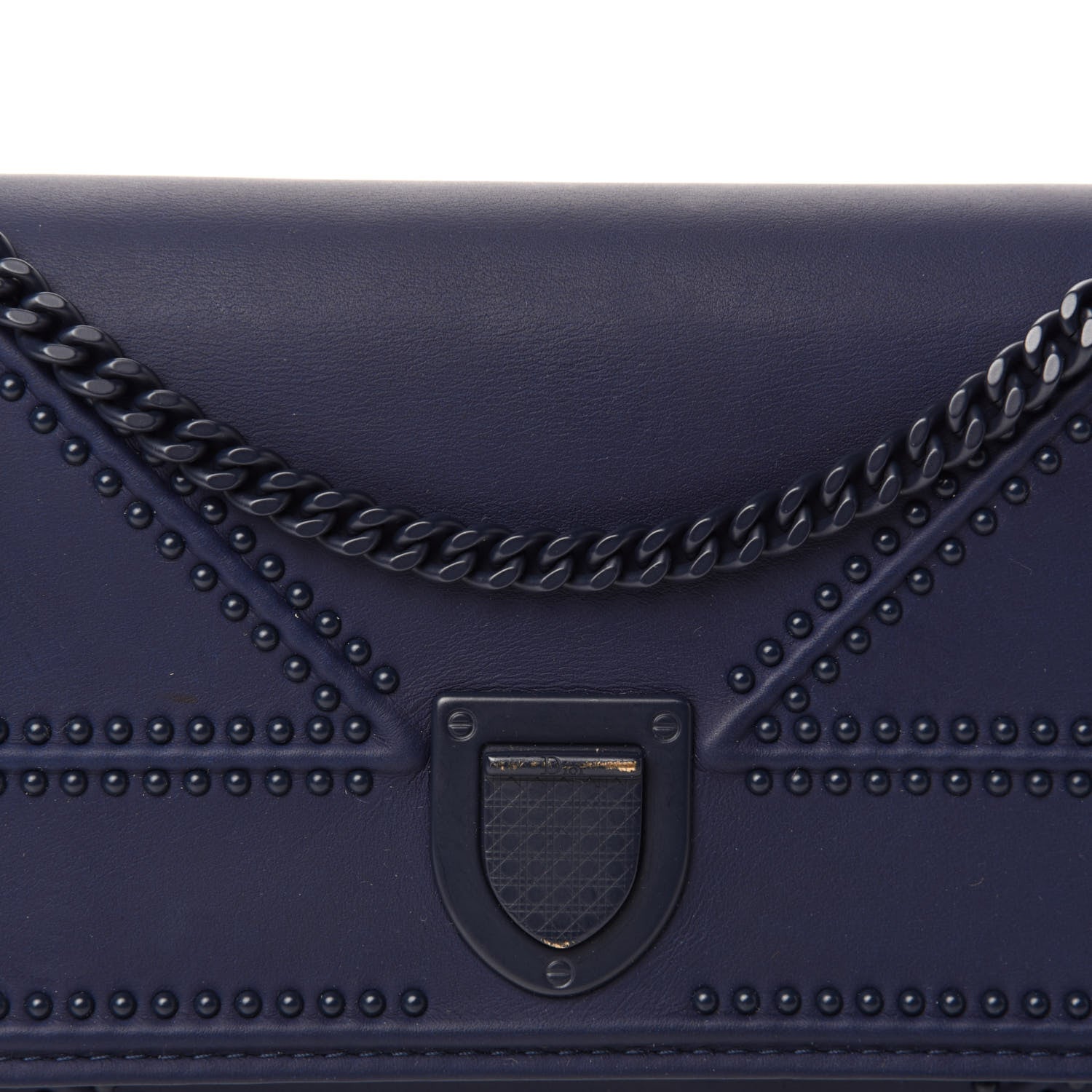 Christian Dior Matte Calfskin Studded Diorama Croisiere Chain Wallet Indigo 10 of 11