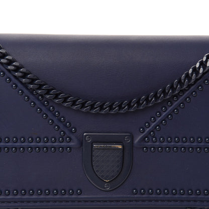 Christian Dior Matte Calfskin Studded Diorama Croisiere Chain Wallet Indigo 10 of 11
