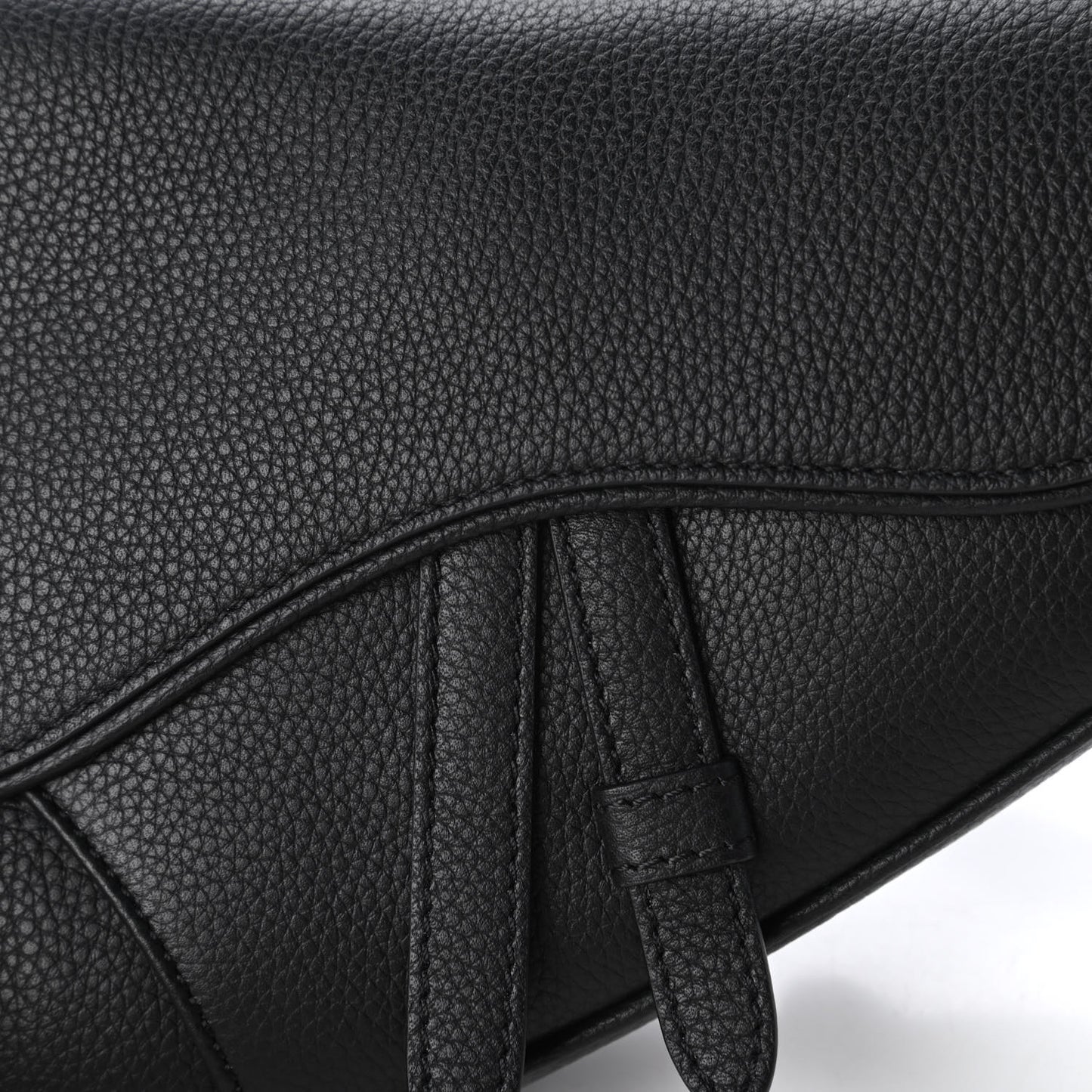 Grained Calfskin Mens Mini Saddle Bag Black