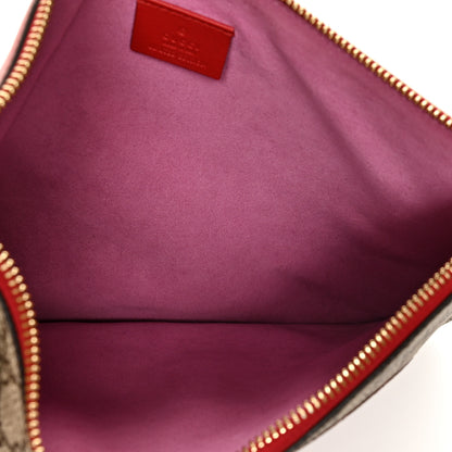 Gucci GG Supreme Monogram Bosco Patch Zip Pouch Beige Malva Hibiscus Red 5 of 9