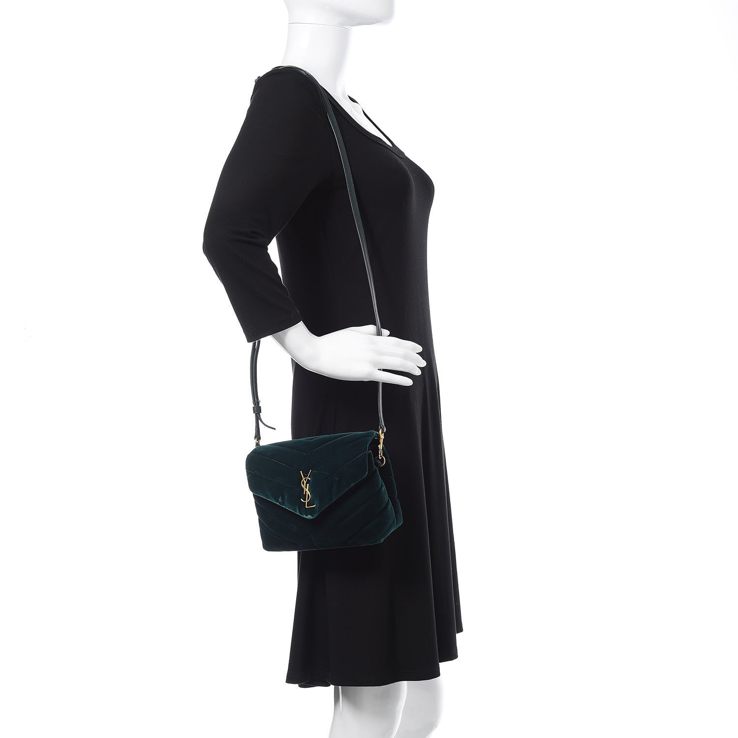 Saint Laurent Velvet Y Quilted Monogram Toy Loulou Crossbody Bag Dark Ottanio 2 of 13