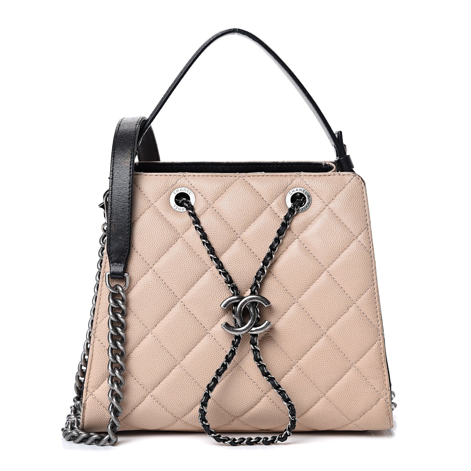 Chanel Caviar Quilted Small CC Bucket Bag Beige 1 of 15