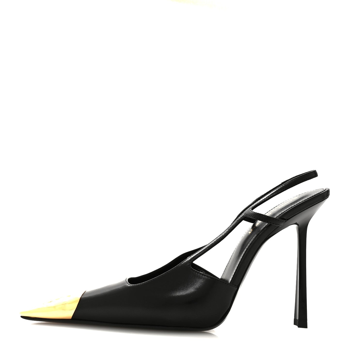 Calfskin Metallic Toe Slingback Strap Heels  39.5 Black
