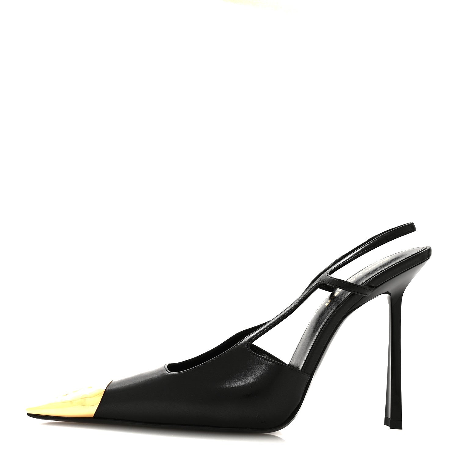 Saint Laurent Calfskin Metallic Toe Slingback Strap Heels  39.5 Black 1 of 8