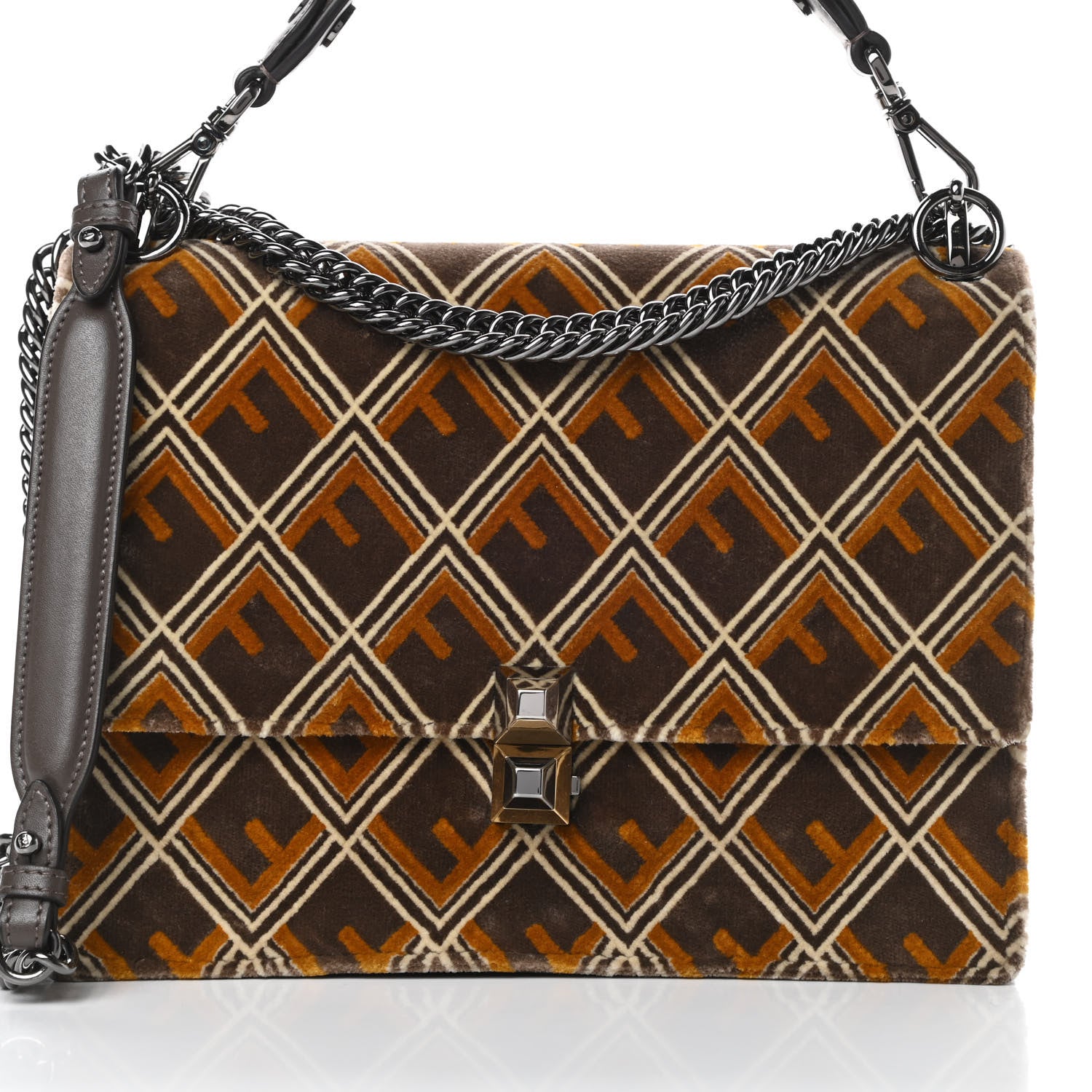 Fendi Calfskin Velvet Tappetino Kan I Shoulder Bag Multicolor 8 of 11