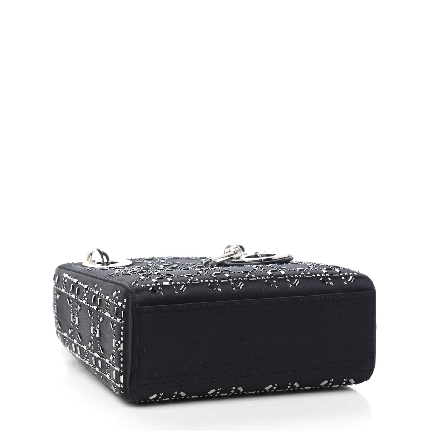 Satin Crystal Cannage Mini Lady Dior Navy
