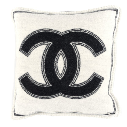 Chanel Merino Wool Cashmere CC Pillow Black Beige 1 of 3