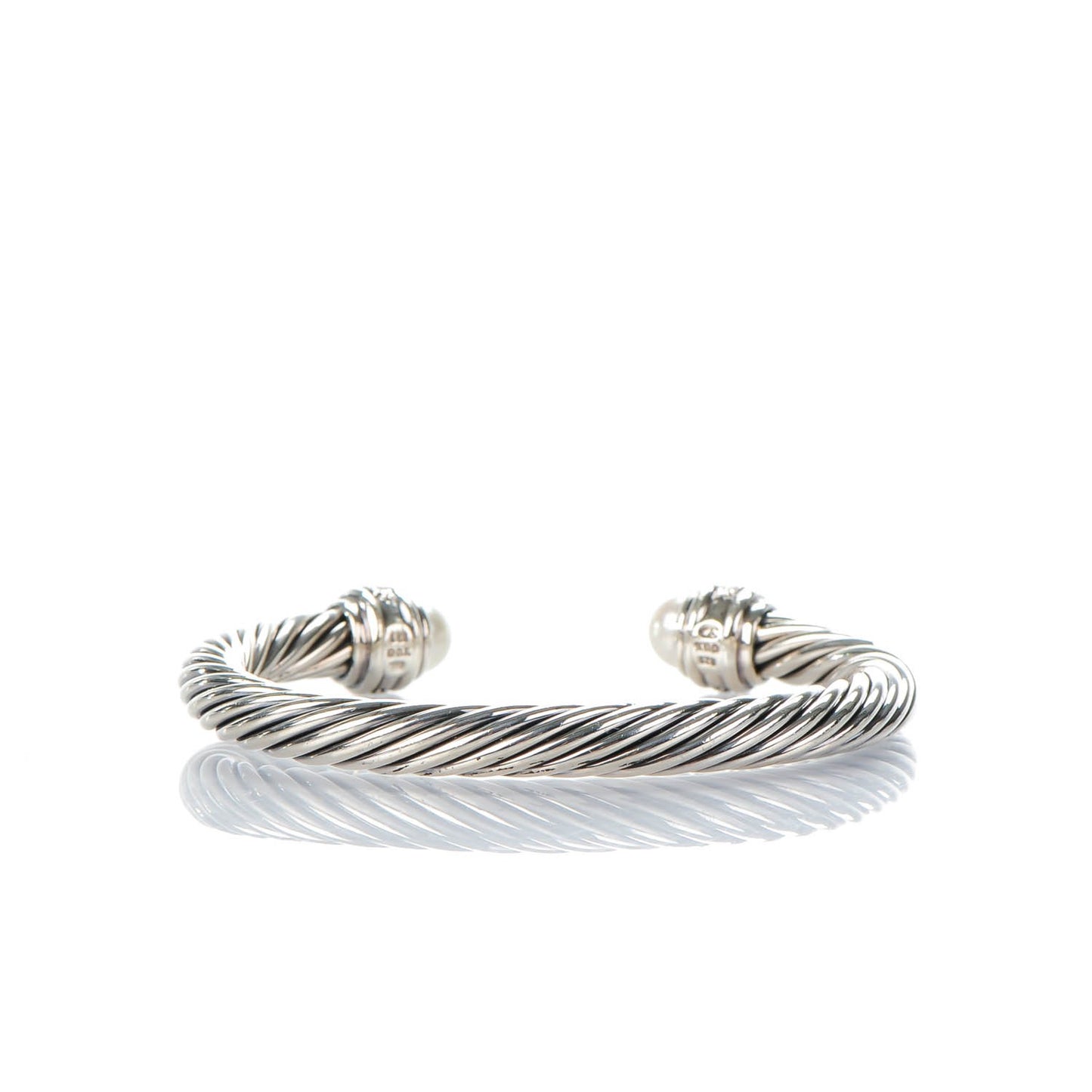 Sterling Silver Diamond Pearl 7mm Cable Classics Bracelet