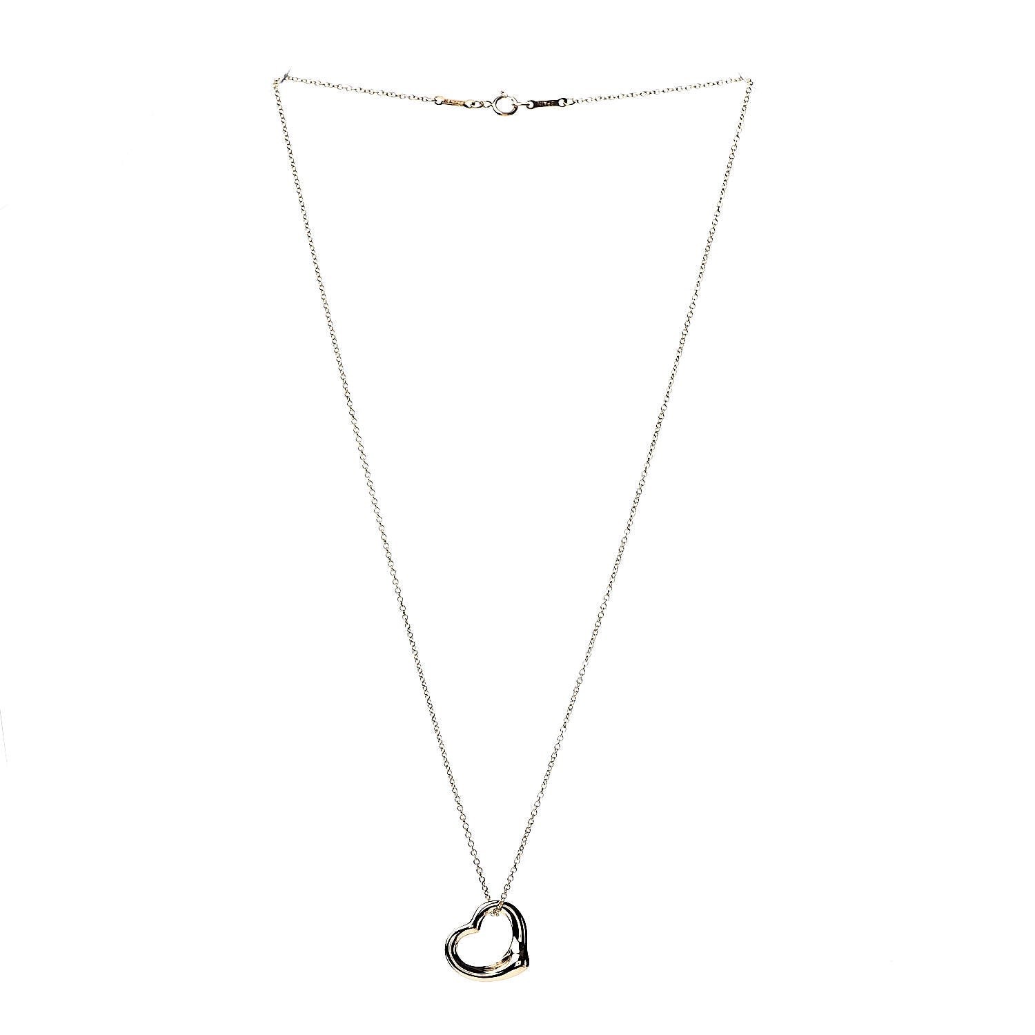 Tiffany 18K Yellow Gold Elsa Peretti Small Open Heart Pendant Necklace 3 of 8