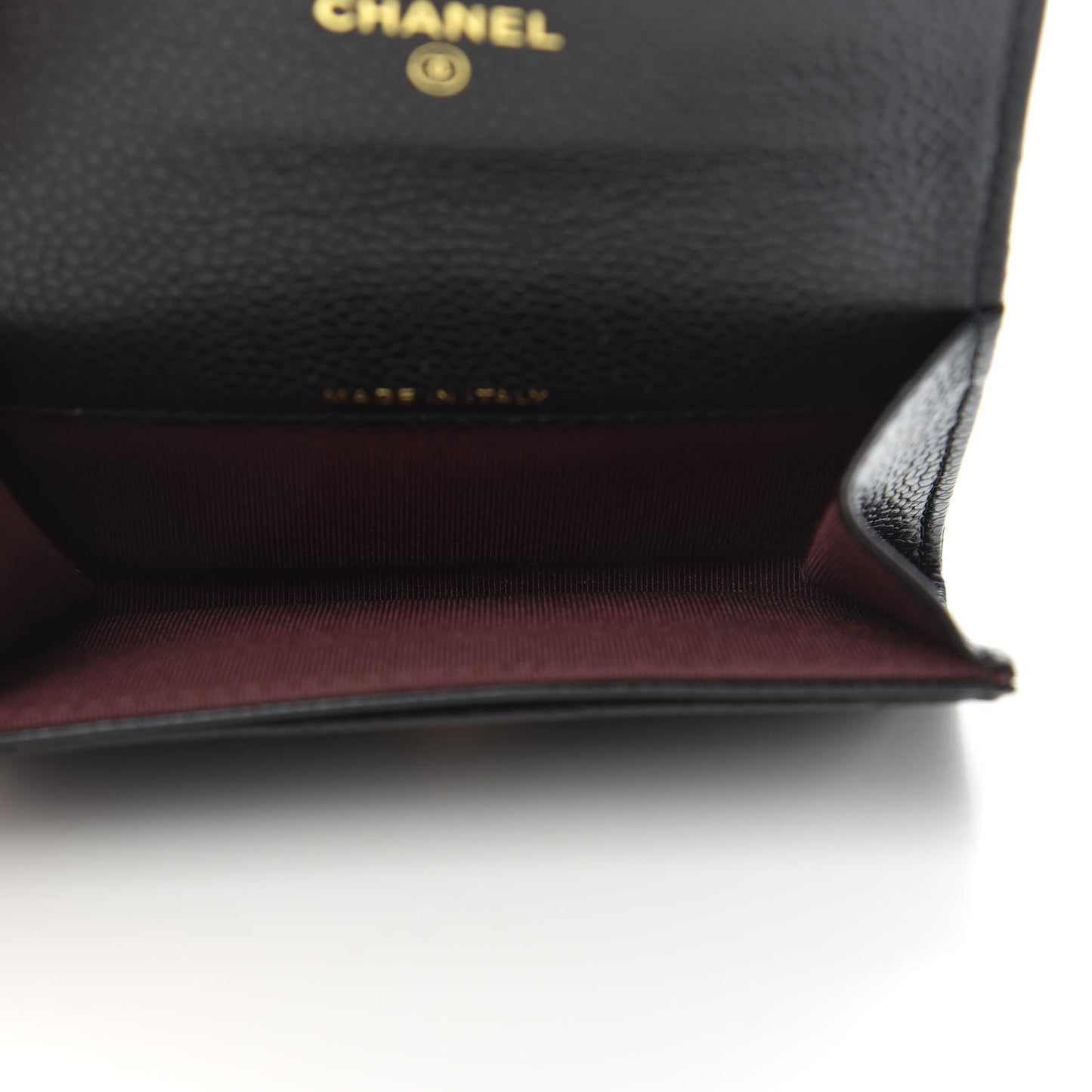 Caviar Quilted Flap Card Holder Wallet Black