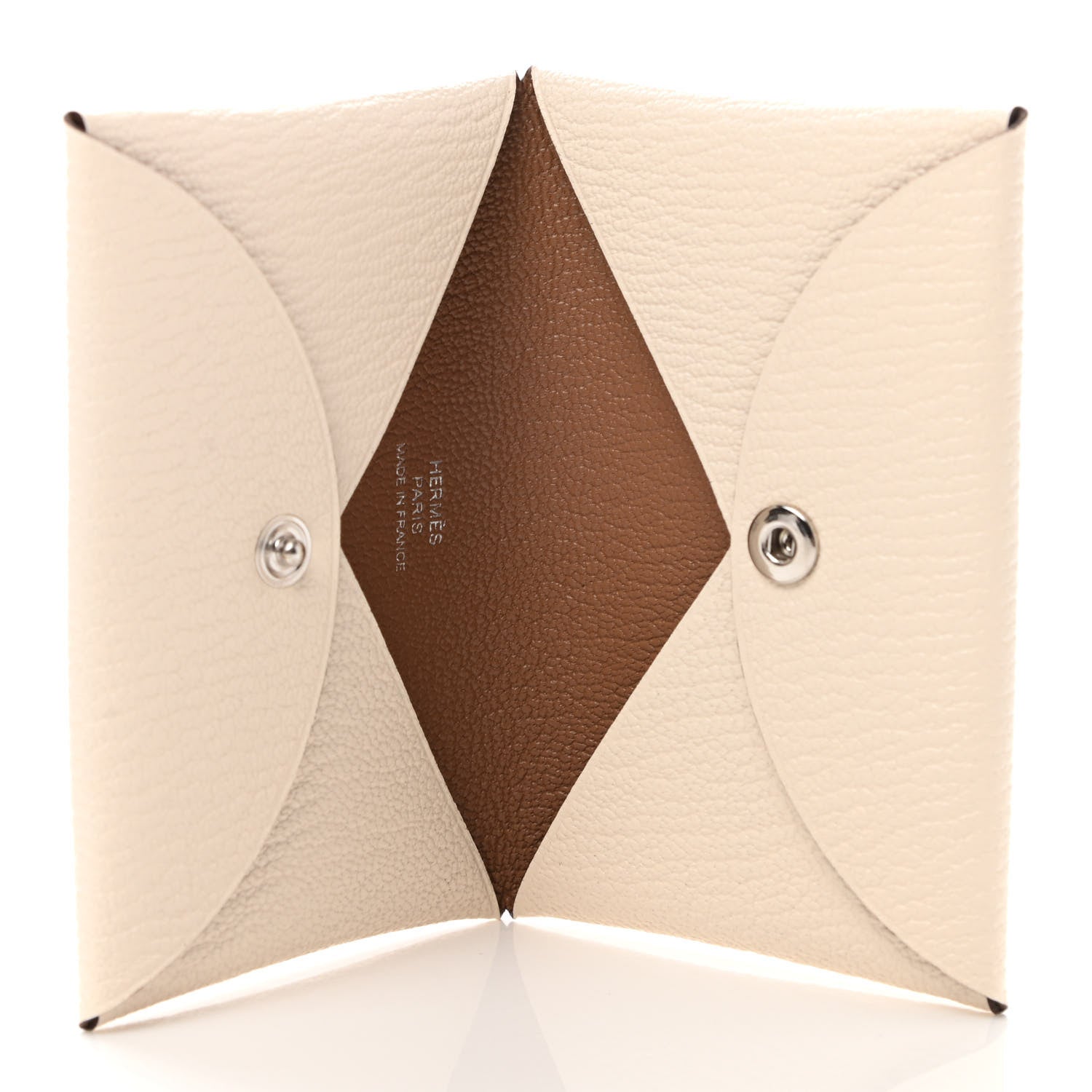 Hermes Chevre Mysore Verso Calvi Card Case Nata Biscuit 5 of 7