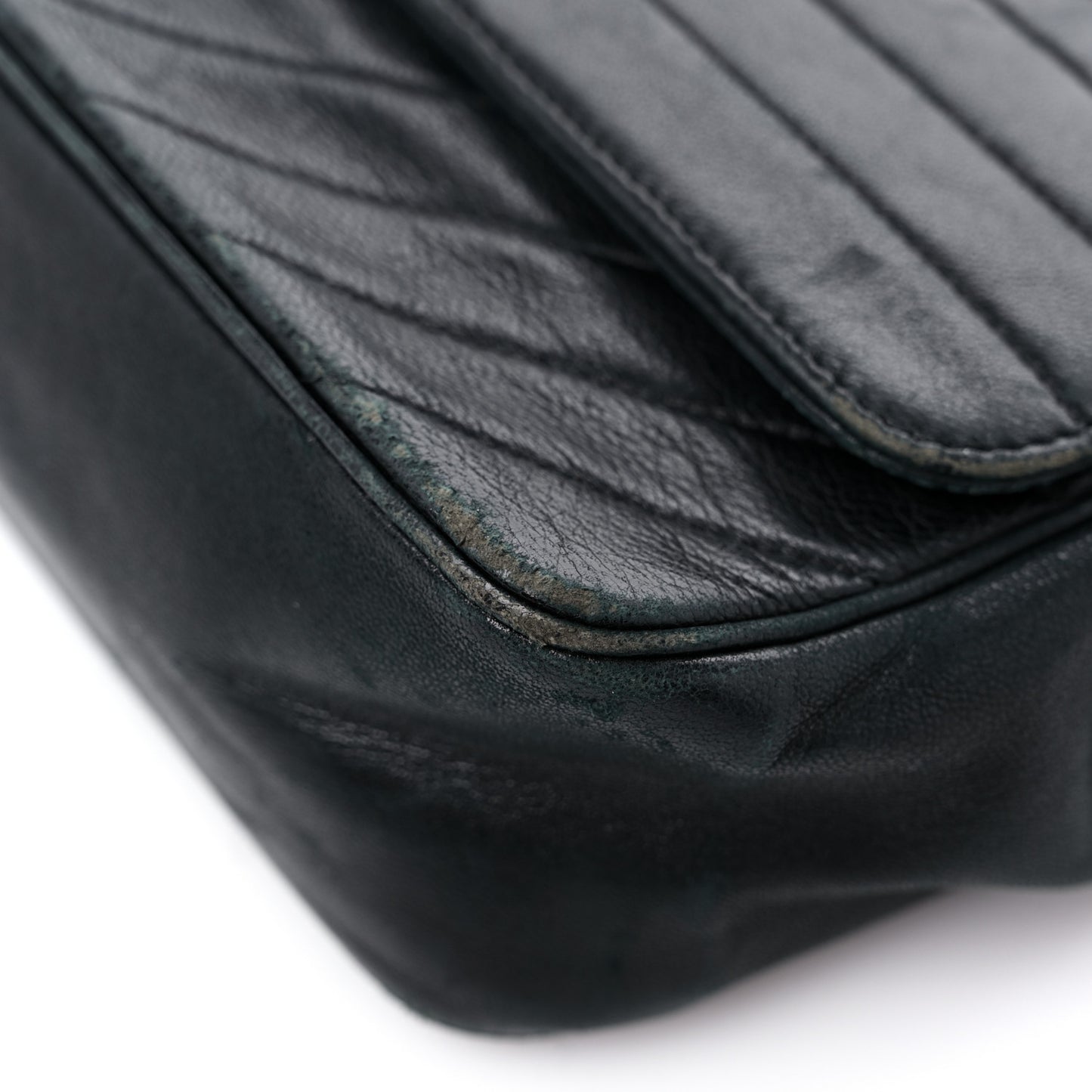 Lambskin Diagonal Quilted Small Single Flap Black