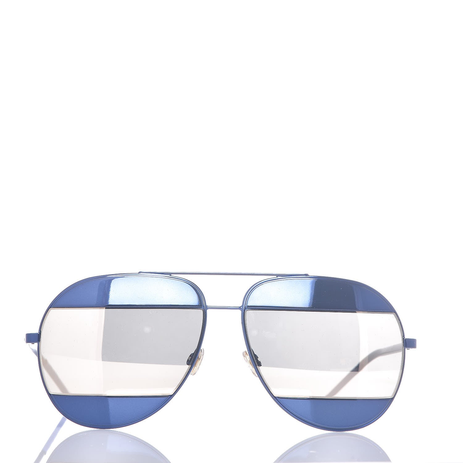 Christian Dior Split 1 Aviator Sunglasses Blue Silver 2 of 7