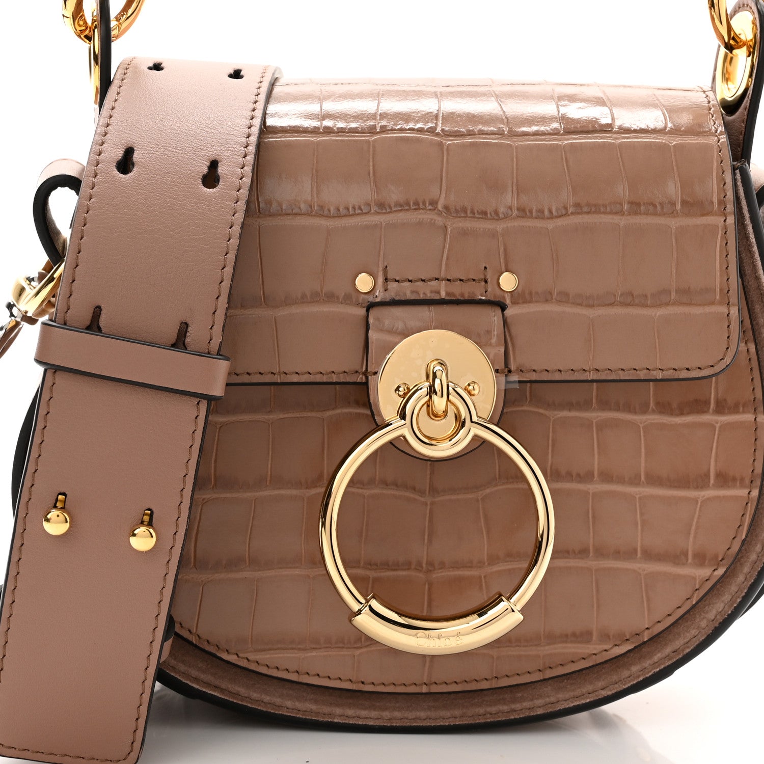 Chloe Calfskin Crocodile Embossed Small Tess Bag Woodrose 8 of 10