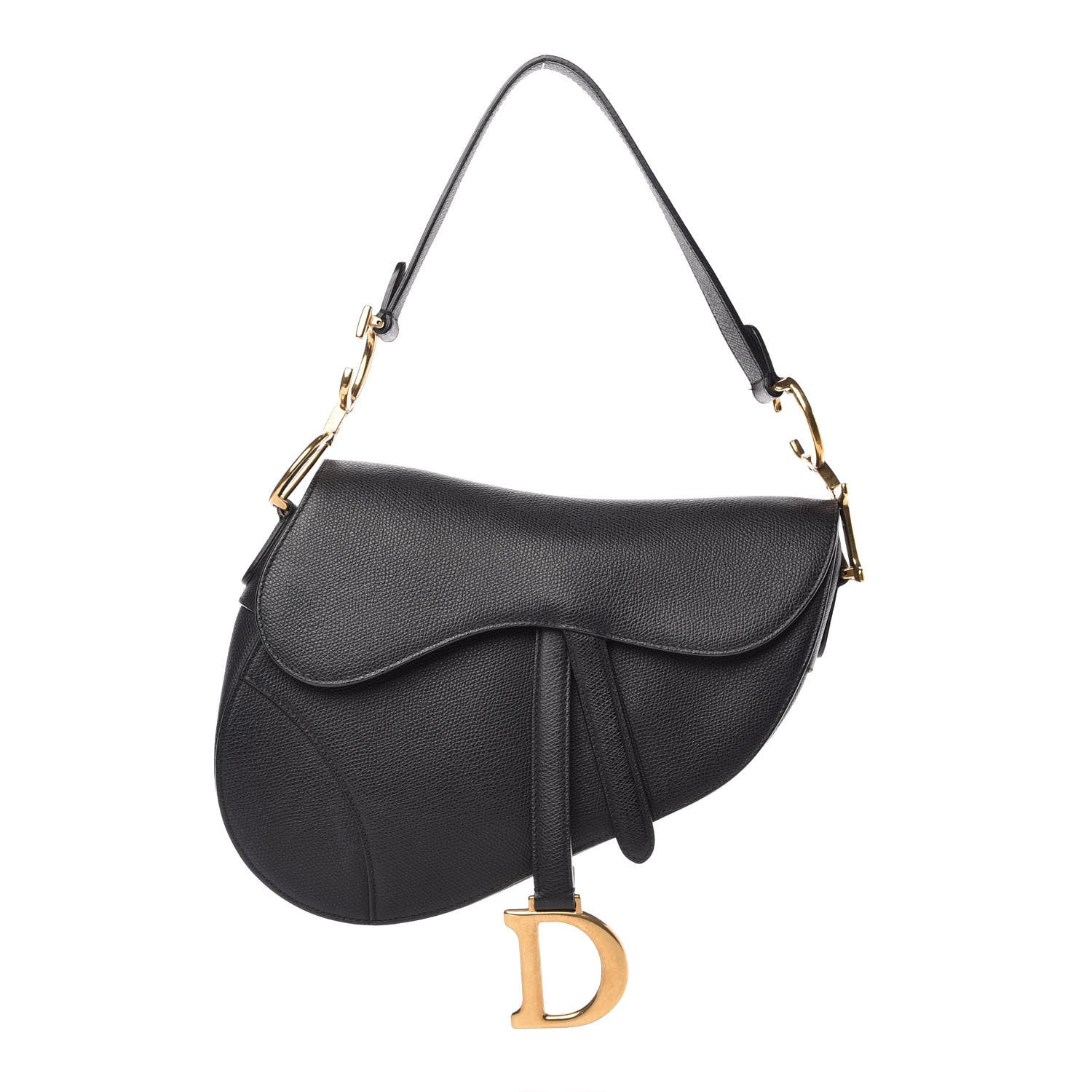 Christian Dior Grained Calfskin Saddle Bag Black 1 of 11