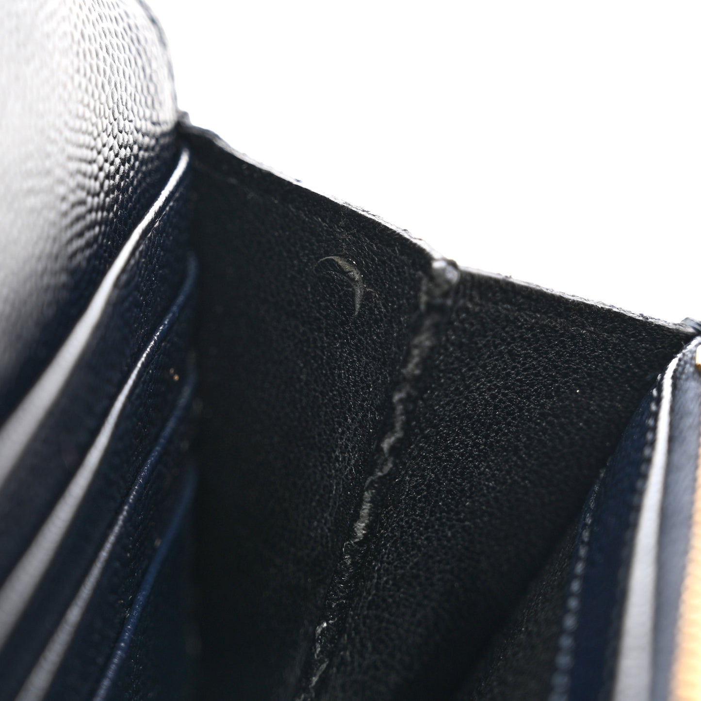 Grain De Poudre Matelasse Chevron Monogram Flap Wallet Deep Marine