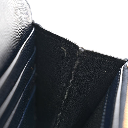 Saint Laurent Grain De Poudre Matelasse Chevron Monogram Flap Wallet Deep Marine 8 of 9