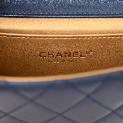 Chanel Iridescent Lambskin Quilted Chic Pearls Flap Navy Blue 6 of 11