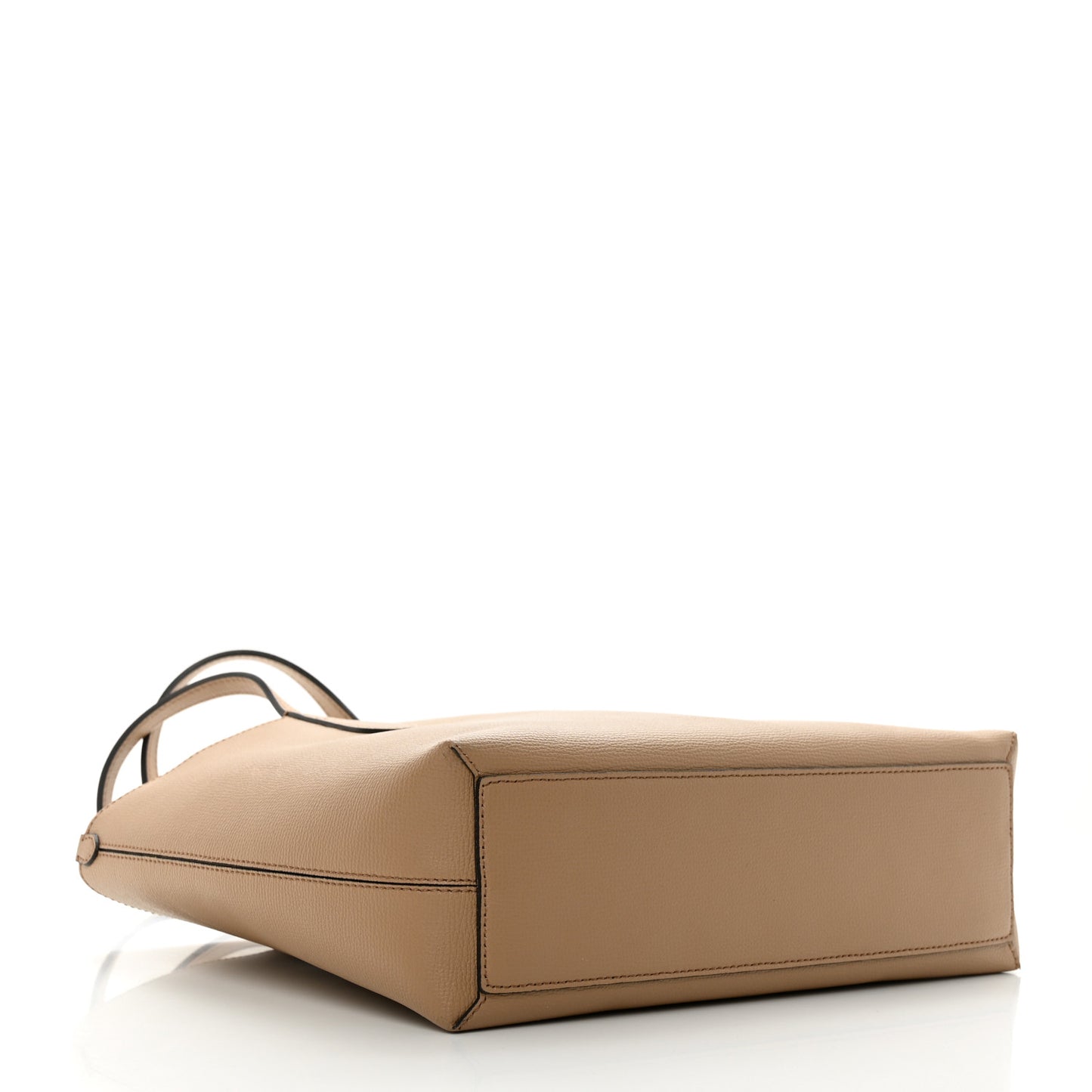 Grainy Calfskin Haymarket Check Small Reversible Tote Mid Camel