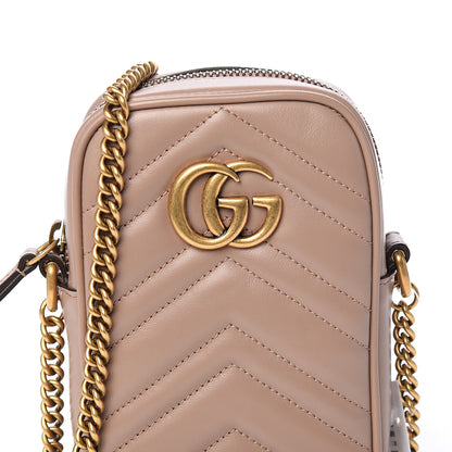Gucci Calfskin Matelasse Mini GG Marmont Crossbody Bag Porcelain Rose 9 of 10