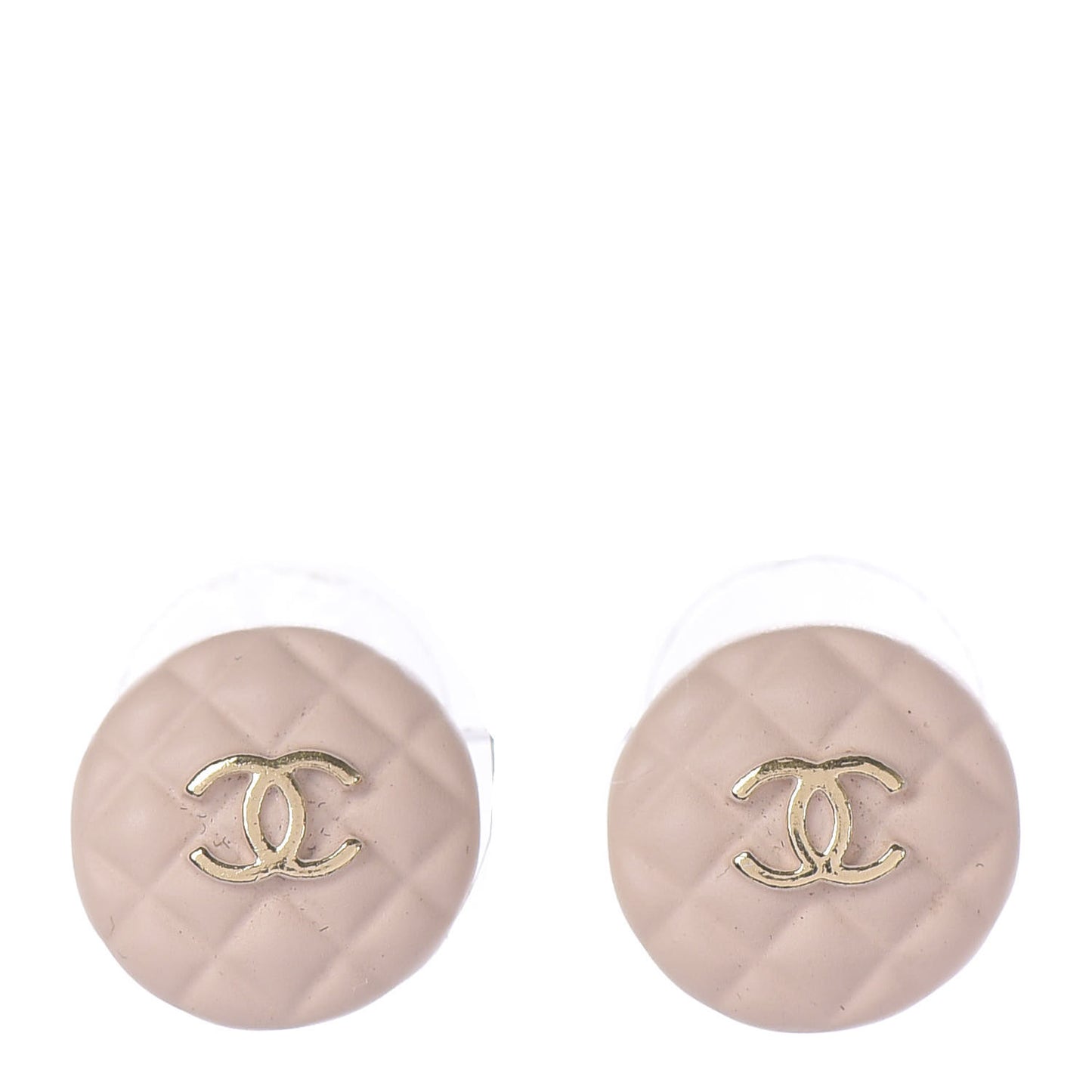 Enamel Quilted CC Clip On Earrings Gold